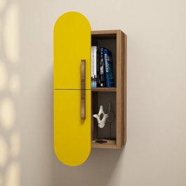 Hanah Home Estantería de Pared Bohemia Nogal y Amarillo